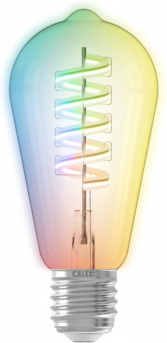 Calex Slimme Lamp - Wifi LED Filament Verlichting - Smart Lichtbron Helder - E27 Rustiek - RGB en Warm Wit Licht 