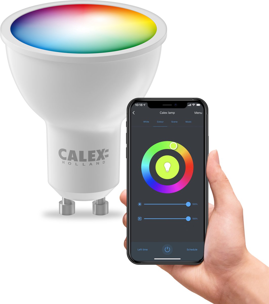 Calex Slimme Lamp - Wifi LED Verlichting - GU10 - Smart Lichtbron - Dimbaar - RGB en Warm Wit - 4.9W 
