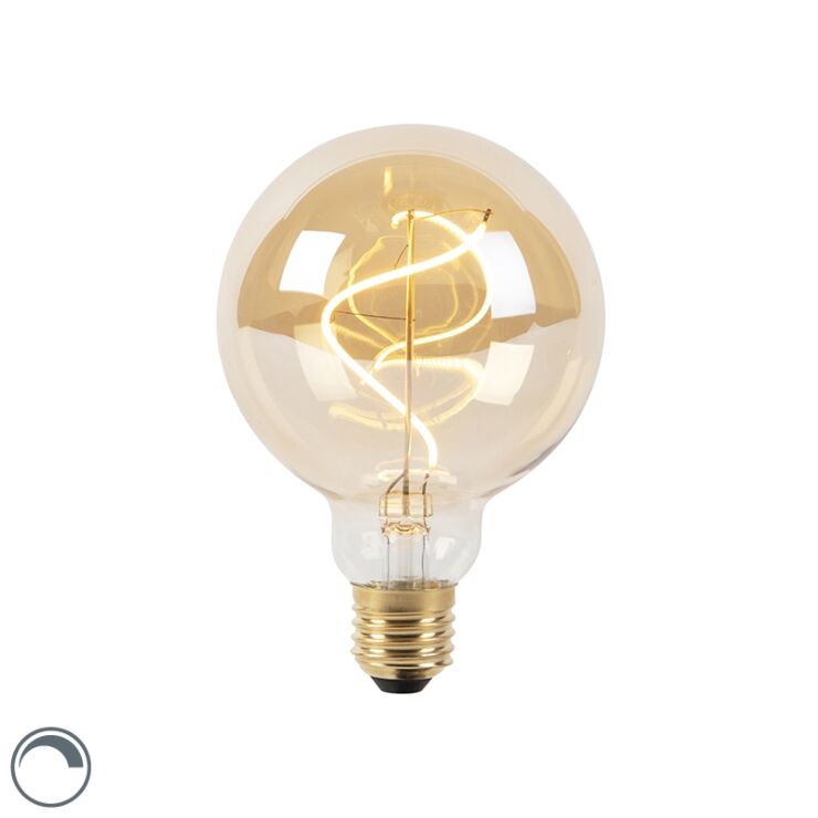E27 dimbare LED spiraal filament lamp G95 goldline 4W 270 lm 2100K 